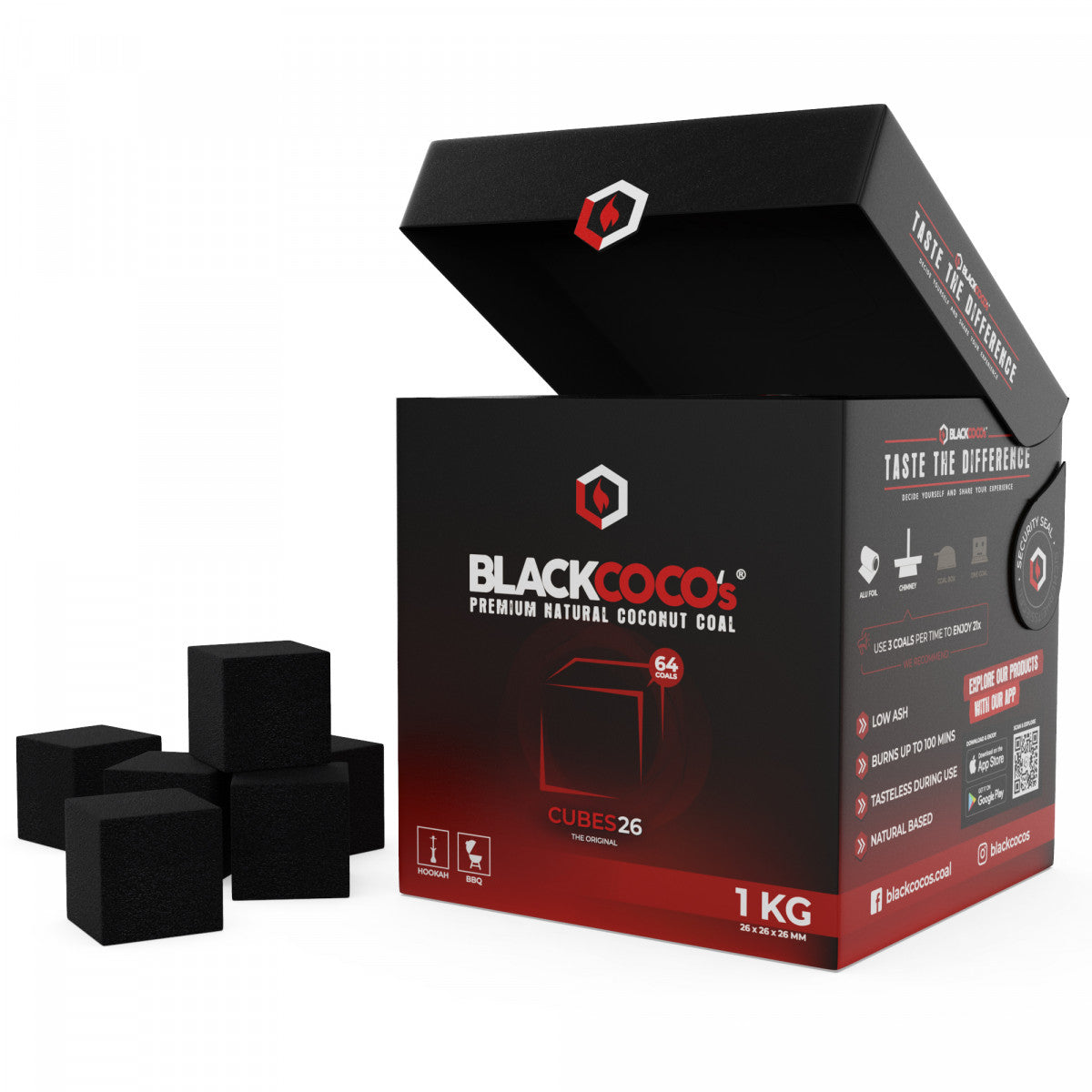 Carboni Narghilè BLACKCOCO's 26mm 1KG Naturali in Guscio di Cocco