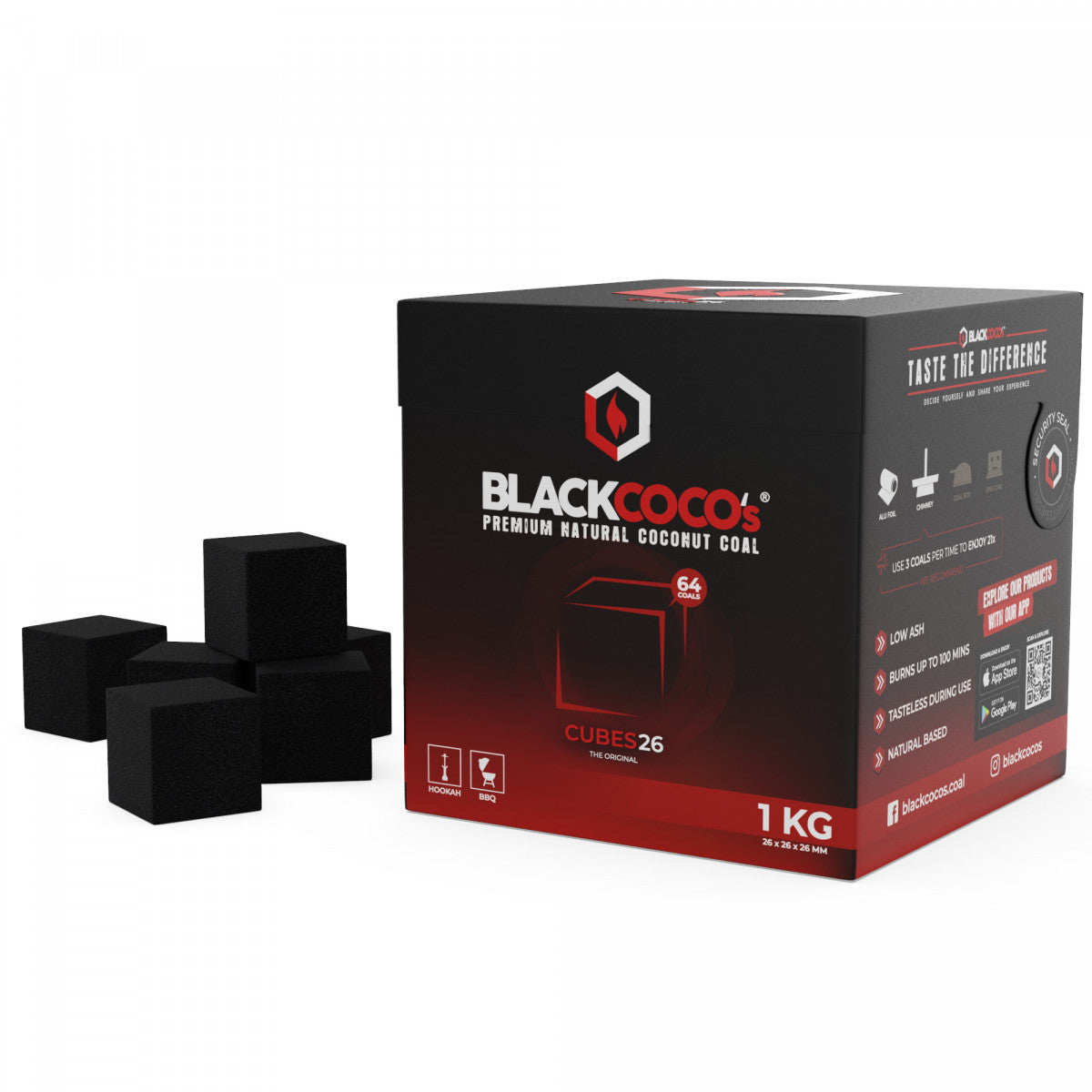 Carboni Narghilè BLACKCOCO's 26mm 1KG Naturali in Guscio di Cocco