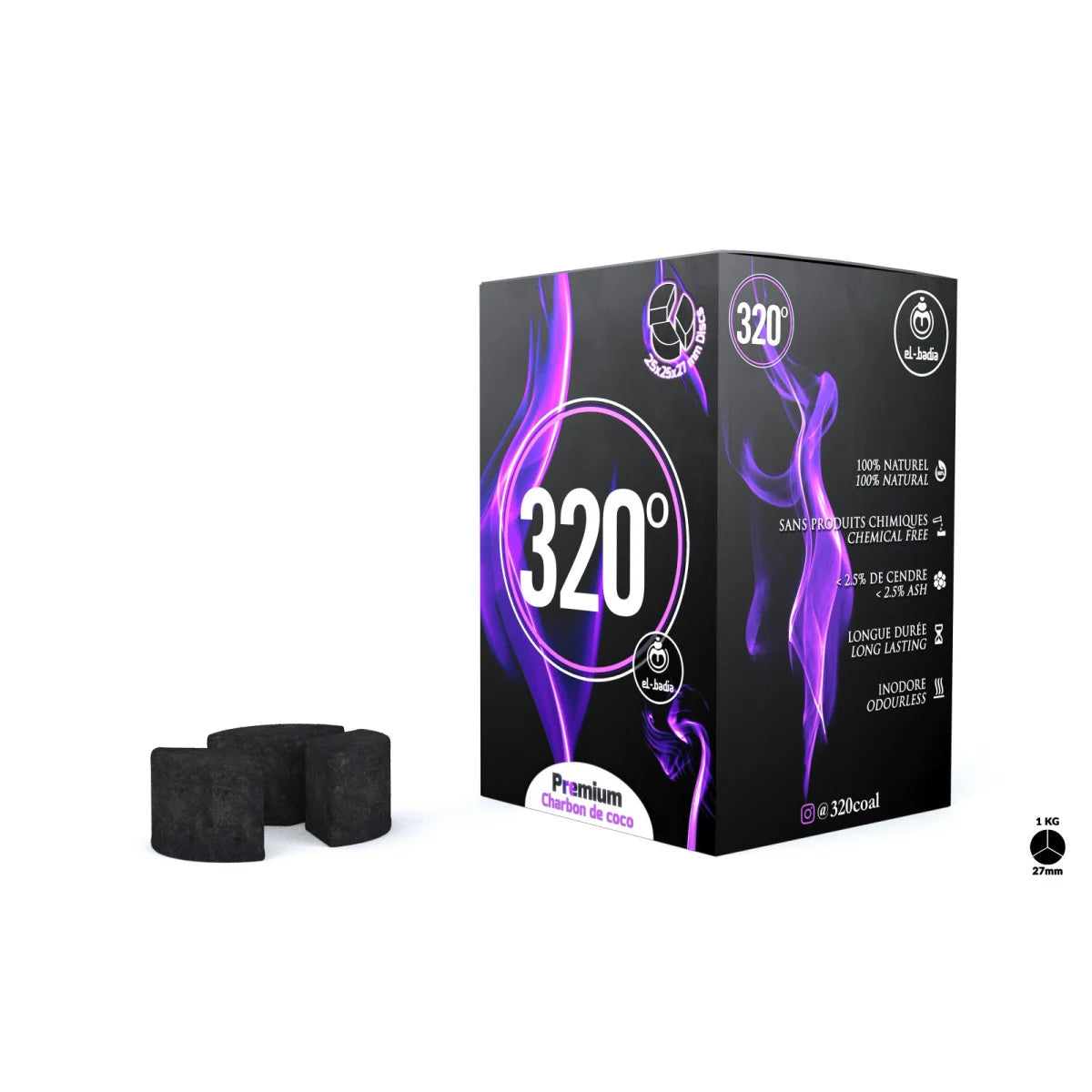 Carboni Narghilè El-Badia 320° DISC 3B XL 1Kg – Disco per Kaloud e Quasar